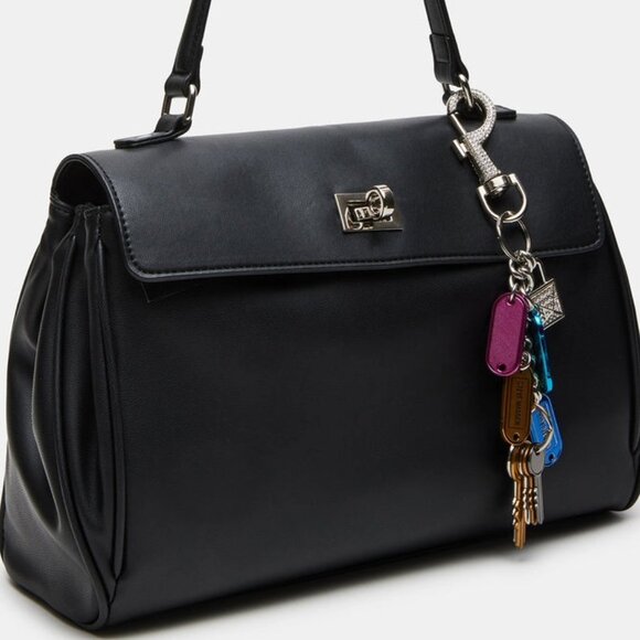 Steve Madden Contemporary Satchel Bag -Soft Black Leather (charms included) NWOT - Picture 8 of 12